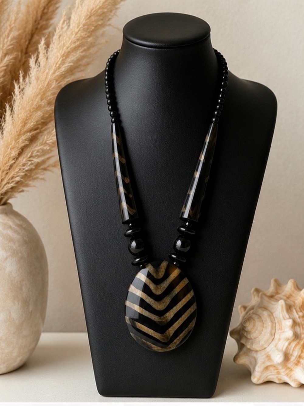 Zebra Pendant Necklace